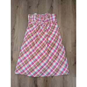 Lilly Pulitzer Pink Plaid Wyatt Dress Strapless Size 14 Preppy Sundress Vacation